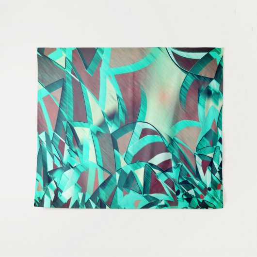 Cyan oder Blau Streifen auf roten, tropften Bilder Wandteppich (Vorderseite (Horizontal))