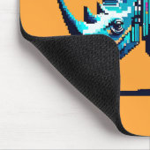 Cyan Orange Pixel Art Rhino Retro Gamer Mousepad (Ecke)