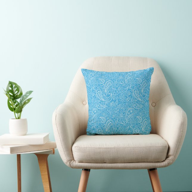 Cyan Paisley-Muster Kissen (Stuhl )