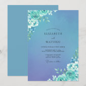Cyan Periwinkle Blütenhochzeit Einladung (Vorne/Hinten)