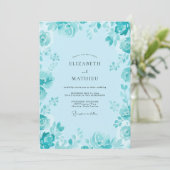 Cyan Petal Hochzeit Einladung (Stehend Vorderseite)