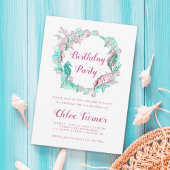 Cyan & Pink Pastel unter dem Meer Mädchen Geburtst Einladung
