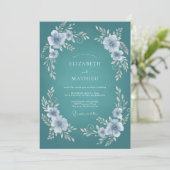 Cyan polierte Winterhochzeit Einladung (Stehend Vorderseite)