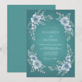 Cyan polierte Winterhochzeit Einladung (Vorne/Hinten)