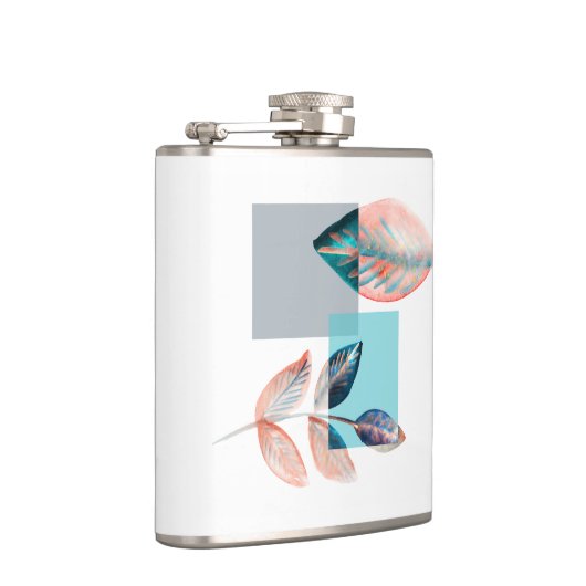 Cyan Red Leaf Flachmann (Rechts)