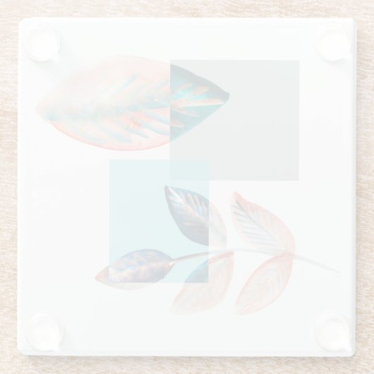 Cyan Red Leaf Glasuntersetzer (Rückseite)