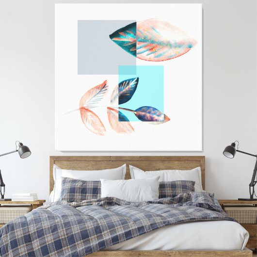 Cyan Red Leaf Leinwanddruck (Insitu (Schlafzimmer))