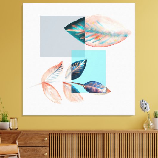 Cyan Red Leaf Leinwanddruck (Insitu (Wohnzimmer))