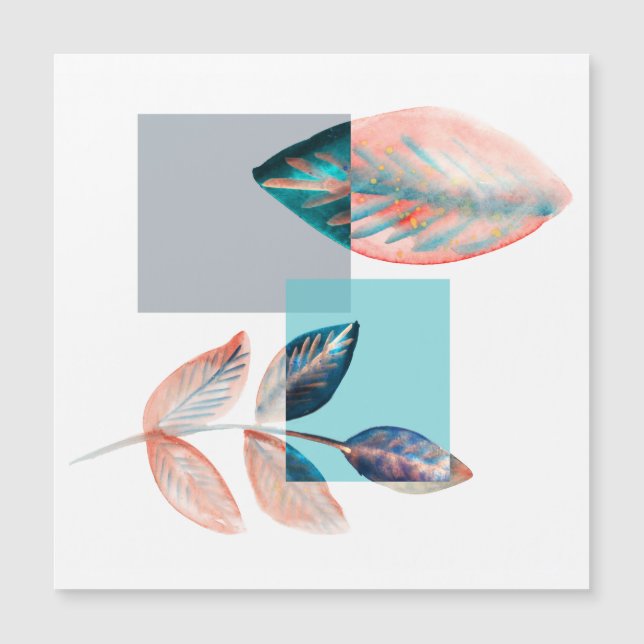 Cyan Red Leaf Magnetkarte (Vorderseite)