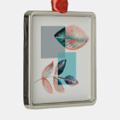 Cyan Red Leaf Ornament Aus Metall (Rechts)