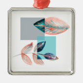 Cyan Red Leaf Ornament Aus Metall (Vorne)