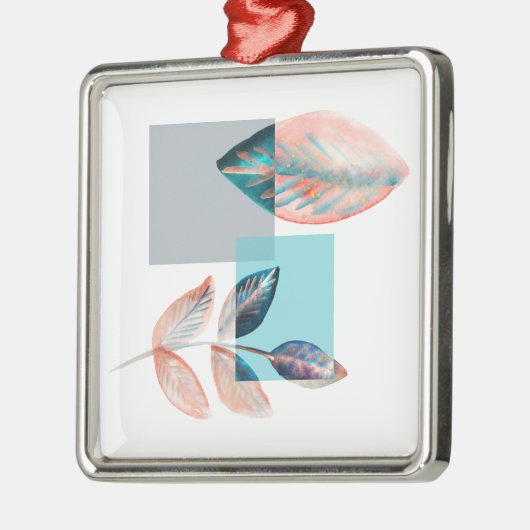 Cyan Red Leaf Ornament Aus Metall (Links)