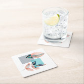 Cyan Red Leaf Rechteckiger Pappuntersetzer (Vor Ort)