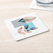 Cyan Red Leaf Rechteckiger Pappuntersetzer (angewinkelt)