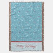 Cyan Red Merry Holidays Niedlich Snowman Pattern Decke (Vorderseite Vertikal)