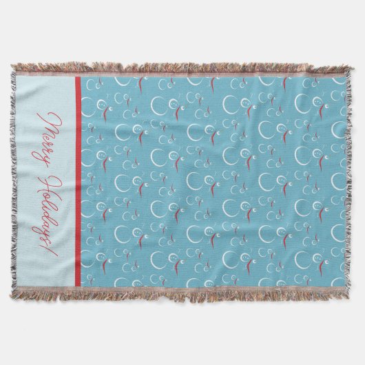 Cyan Red Merry Holidays Niedlich Snowman Pattern Decke (Vorderseite)