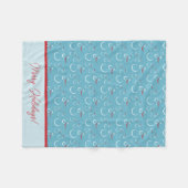 Cyan Red Merry Holidays Niedlich Snowman Pattern Fleecedecke (Vorderseite (Horizontal))