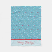 Cyan Red Merry Holidays Niedlich Snowman Pattern Fleecedecke (Vorderseite)