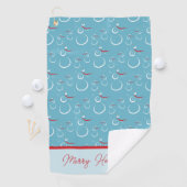 Cyan Red Merry Holidays Niedlich Snowman Pattern Golfhandtuch (Insitu)