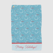 Cyan Red Merry Holidays Niedlich Snowman Pattern Golfhandtuch (Vorderseite)