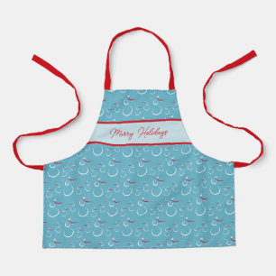 Cyan Red Merry Holidays Niedlich Snowman Pattern Schürze