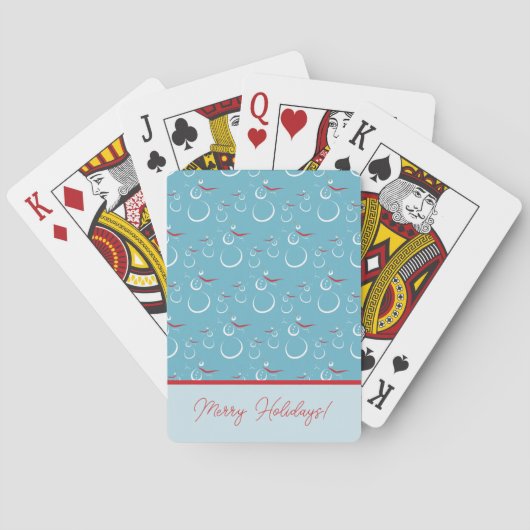 Cyan Red Merry Holidays Niedlich Snowman Pattern Spielkarten (Rückseite)