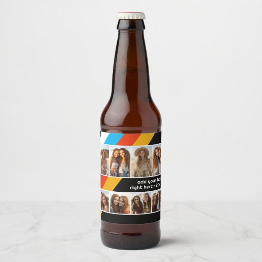 Cyan Retro Strip - 8 Fotomaterial Bierflaschenetikett (Vorderseite)