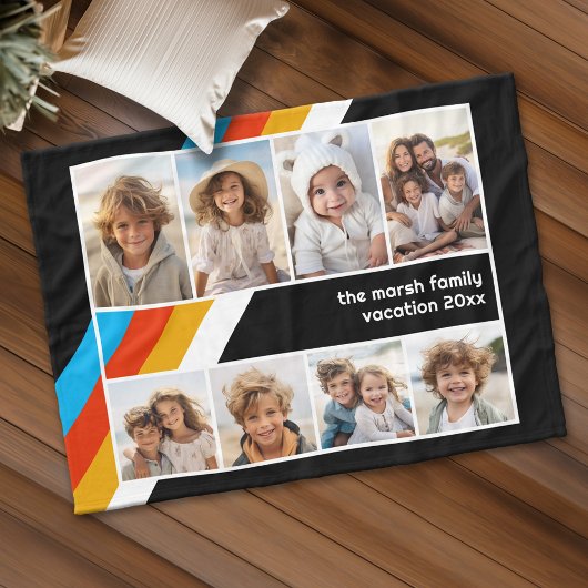 Cyan Retro Strip - 8 Fotomaterial Fleecedecke