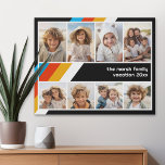 Cyan Retro Strip - 8 Fotomaterial Künstlicher Leinwanddruck<br><div class="desc">Vordere - 8 Fotoplatte in einem einfachen Raster mit weißem Rand. Ein unterhaltsames Retro-Stripmuster mit Rot, Gold und Blau auf schwarzem Hintergrund und ein schlichter Schriftart machen ein modernes, minimales Design, das an Freunde geschickt werden kann. Wenn Sie gewollt haben, Änderungen vorzunehmen, gehen Sie in den erweiterten Designbereich und haben...</div>