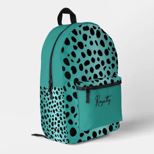 Cyan Safari Print Bedruckter Rucksack (Rückseitige Ecke links)