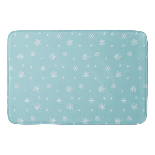 Cyan-Schneemuster-Feiertag Badematte (Vorderseite)