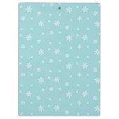 Cyan-Schneemuster-Feiertag Klemmbrett (Rückseite)