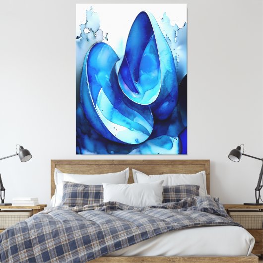 Cyan Seashell Whirl Leinwanddruck (Insitu (Schlafzimmer))