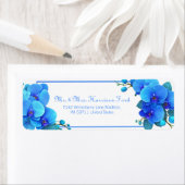 Cyan Sky Blue Botanical Orchid Return Address (Insitu)