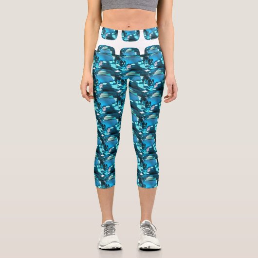 Cyan Sky Blue Capri Leggings (Vorderseite)