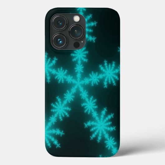 Cyan Snowflake Fraktal Case-Mate iPhone Hülle (Rückseite)
