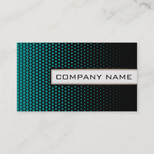 Cyan Techno Dots Elegant Modernes Schwarz Visitenkarte