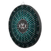 Cyan Techno Dots Modernes Monogramm Dartscheibe (Vorderseite rechts)
