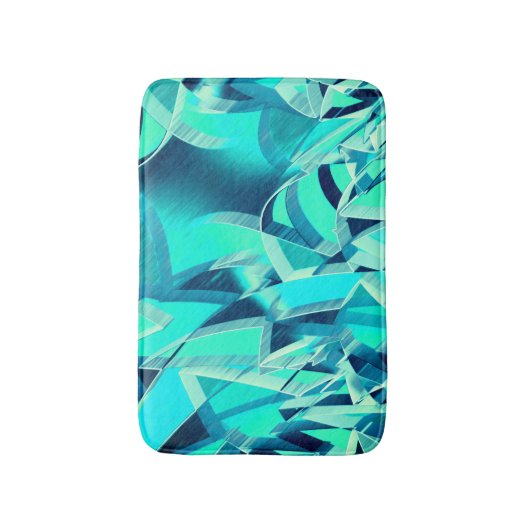 Cyan Tracks mit Drizzles auf aquamarinem Hintergru Badematte (Vorderseite Vertikal)