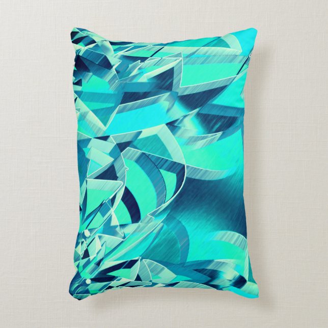 Cyan Tracks mit Drizzles auf aquamarinem Hintergru Dekokissen (Vorderseite(Vertikal))
