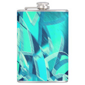 Cyan Tracks mit Drizzles auf aquamarinem Hintergru Flachmann (Vorderseite)