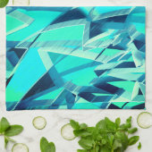 Cyan Tracks mit Drizzles auf aquamarinem Hintergru Geschirrtuch (Gefaltet)