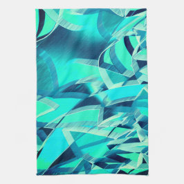 Cyan Tracks mit Drizzles auf aquamarinem Hintergru Geschirrtuch