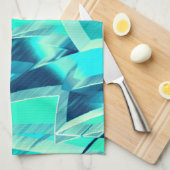 Cyan Tracks mit Drizzles auf aquamarinem Hintergru Geschirrtuch (Viertel Falte)