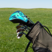 Cyan Tracks mit Drizzles auf aquamarinem Hintergru Golf Headcover (In SItu)