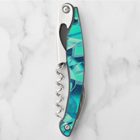 Cyan Tracks mit Drizzles auf aquamarinem Hintergru Kellnermesser (Vorderseite)