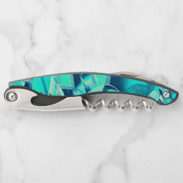 Cyan Tracks mit Drizzles auf aquamarinem Hintergru Kellnermesser