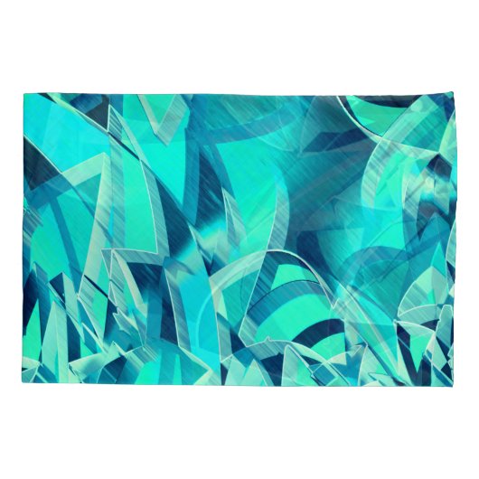 Cyan Tracks mit Drizzles auf aquamarinem Hintergru Kissenbezug (Rückseite-Links)