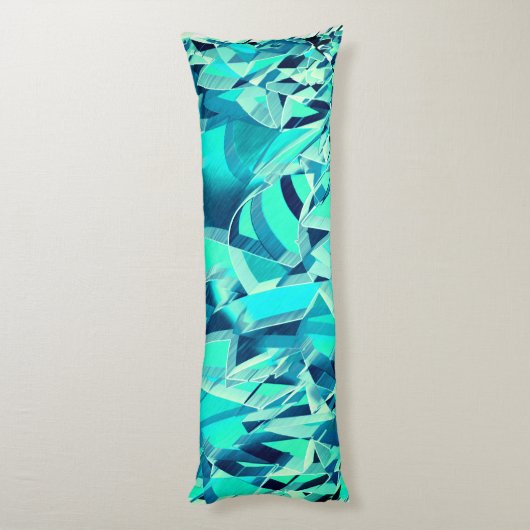 Cyan Tracks mit Drizzles auf aquamarinem Hintergru Seitenschläferkissen (Rückseite (Vertikal))