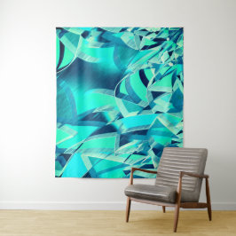 Cyan Tracks mit Drizzles auf aquamarinem Hintergru Wandteppich